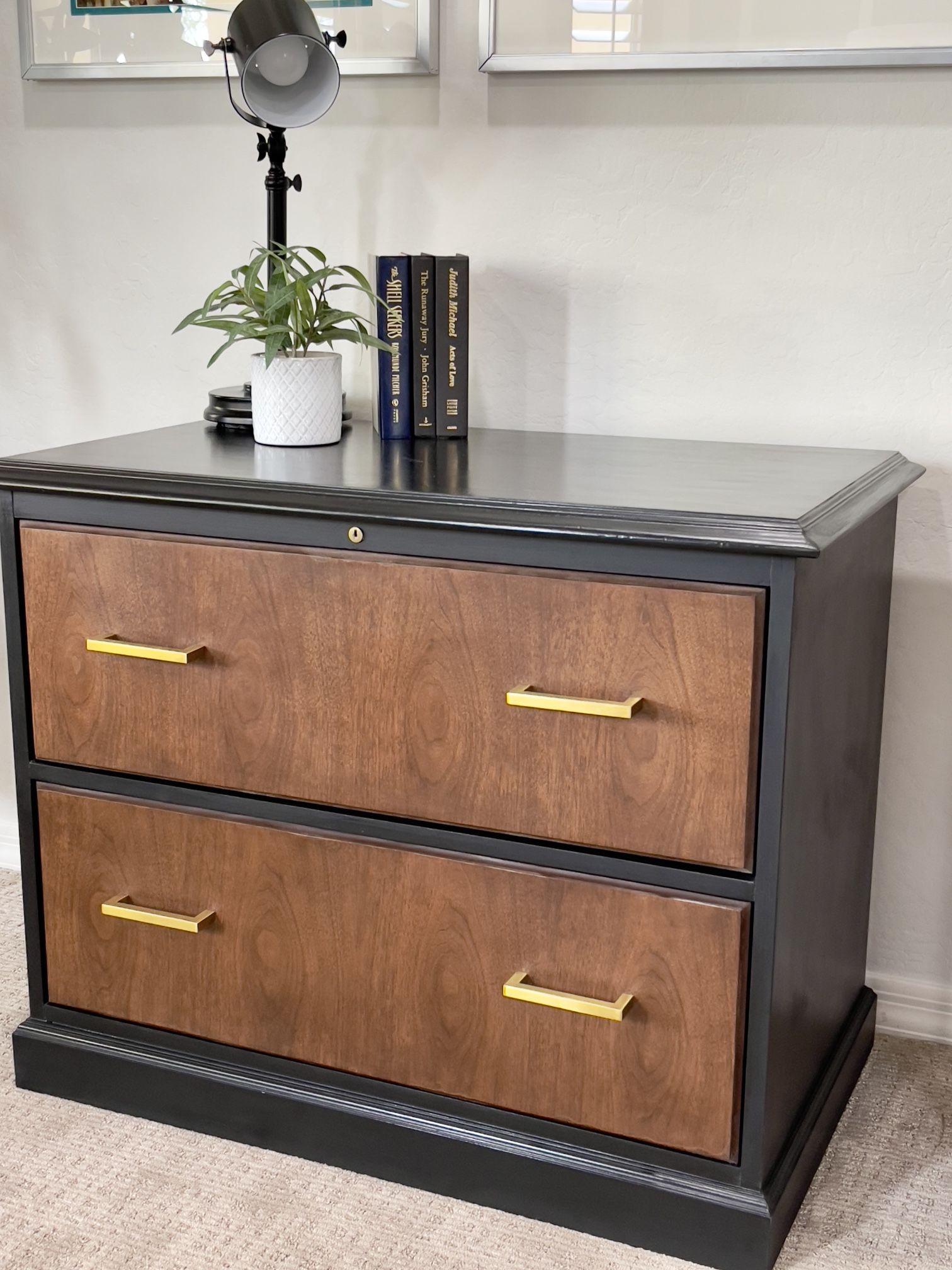 Refinished! Solid Wood 2-Drawer Lateral FILE CABINET, Storage Credenza