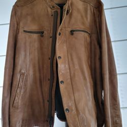 John Varvatos Brown Leather Jacket NEW