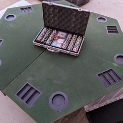 Poker Table Top With Cards And Chips