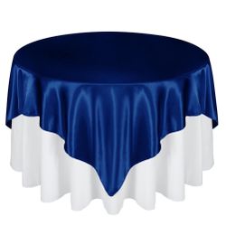 Cobedzy 72 Inch Satin Square Tablecloth Overlay, 6 Pcs Royal Blue Square Tablecloth Cover, Wrinkle-Free Table Cover, Stain-Resistant Fabric For Party,