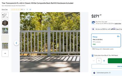 Composite Deck Rail Kit Trex Transcend 6-ft x 42-in Classic White Hardware Included