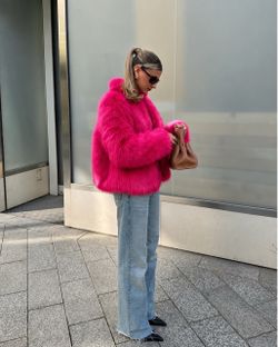 Michael Kors Fuchsia Pink Faux Fur Coat
