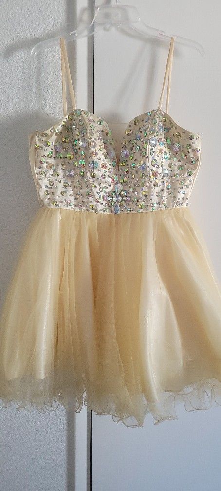 Dress, Party Dress, Homecoming   Short Dress, Cocktail  Dress, High School, Gold Dress