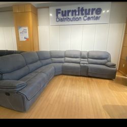 *Weekend Special!!!*---Charming Alejandra Gray Fabric Reclining Sectional Sofa---Only $1599!!!---Delivery And Financing😉
