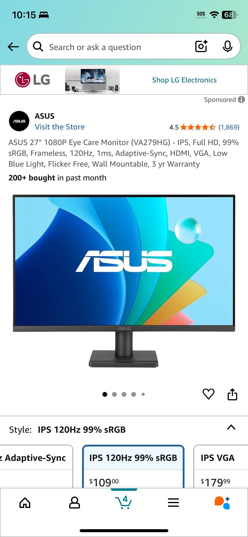 ASUS 27" 1080P Eye Care Monitor