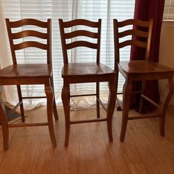 Set of 3 Wooden Bar Chairs