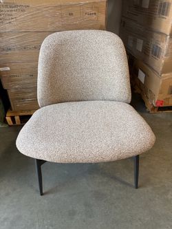 Modern Minimalist Armless Accent Chair with Metal Legs Upholstered in Fabric Brown