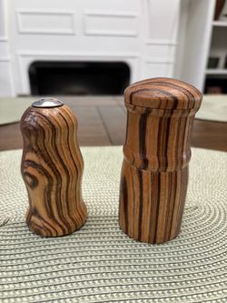 Vintage mid century modern wood salt and pepper shakers