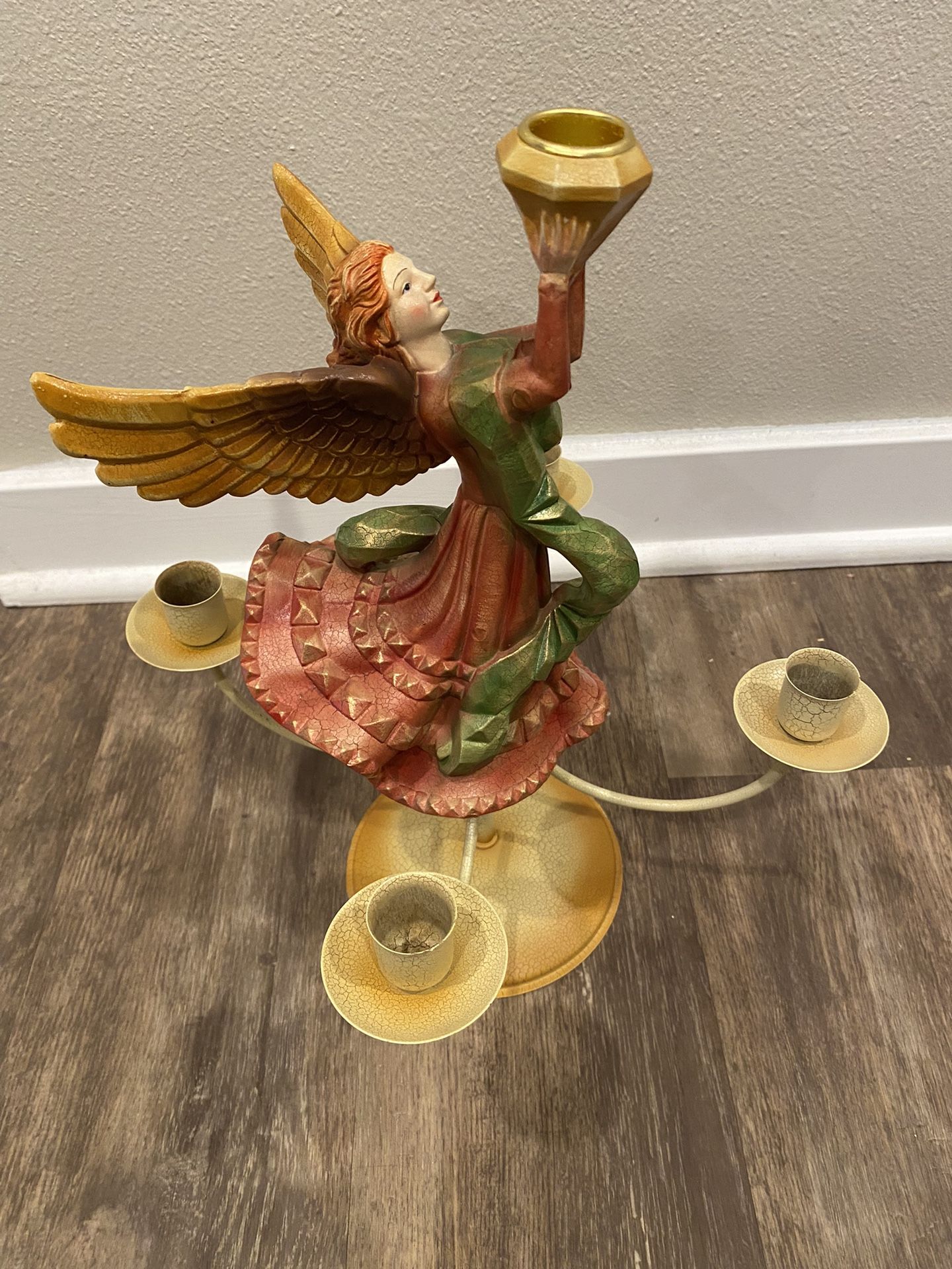 ANGEL Table Display Candle Holder Metal Wood