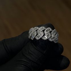 14 K White Gold Natural VS1 Diamond Cuban 1.40ct