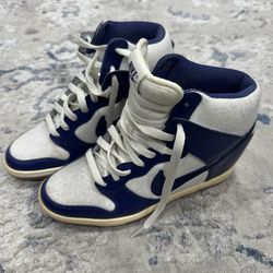 Nike Dunk Sky High Hidden Wedge Sneakers Sz 9  644877-104 Loyal Blue/White