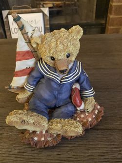 Vintage music box Schmidt resin teddy bear sailor