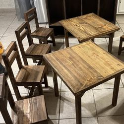 Sturdy Wood Table, Chairs & Cubby Storage