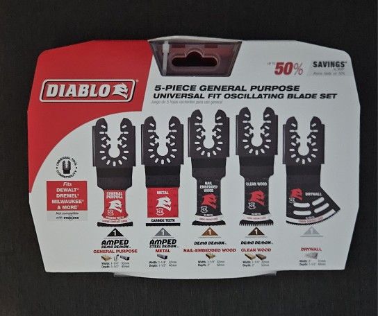 DIABLO 5 PIECE GENERAL PURPOSE UNIVERSAL FIT OSCILLATING BLADE SET