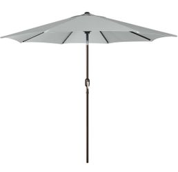 9' Patio Umbrella with 8 Sturdy Ribs, Push Button Tilt and Crank - Light Grey