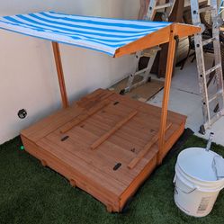 Kids outdoor wooden sandbox