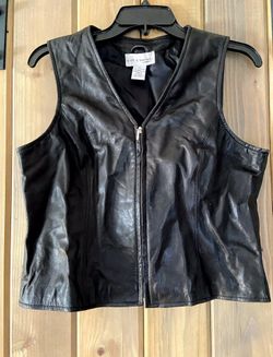 Biker leather black vest