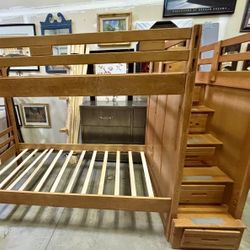 Canyon Furniture Company Solid Wood Twin Loft Bunk Bed with End Steps 
