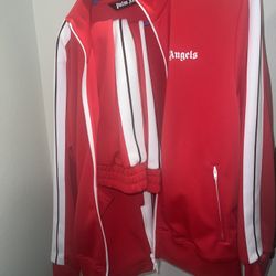 PALM ANGELS Red tracksuit jacket track pants
