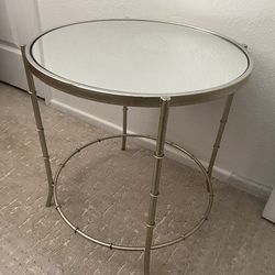 Silver mirror side table
