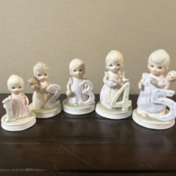 Set of 5 Vintage 1982 Lefton Christopher Collection Birthday Girl Figurine  (R8)