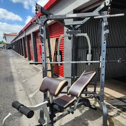 45²+35²+25²+1Barra7ft+Bench+Rack Smith + 4 Mats 6x4Thick3/4. Delivery cheap/Barato for extra 