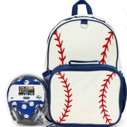 NEW 3 Pce Set. Baseball ⚾ Backpack 🎒 W/ Lunch Bag And 🎧 Head Phones. See Photos. Cash And Pickup Only