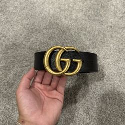 Gucci Wide Leather Belt with Double G Buckle 