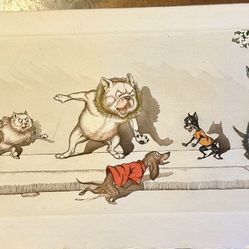 Vintage Boris O'Klein Hand-Colored Etching ("À la queue")