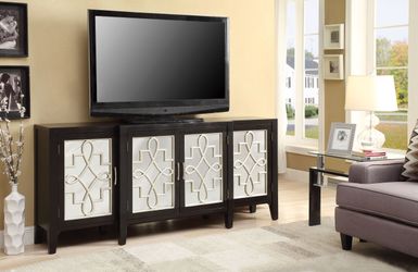 Kacia Antique Black Finish Console Cabinet