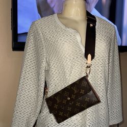 Authentic Louis Vuitton Long Wallet With Generic Adjustable Strap. 