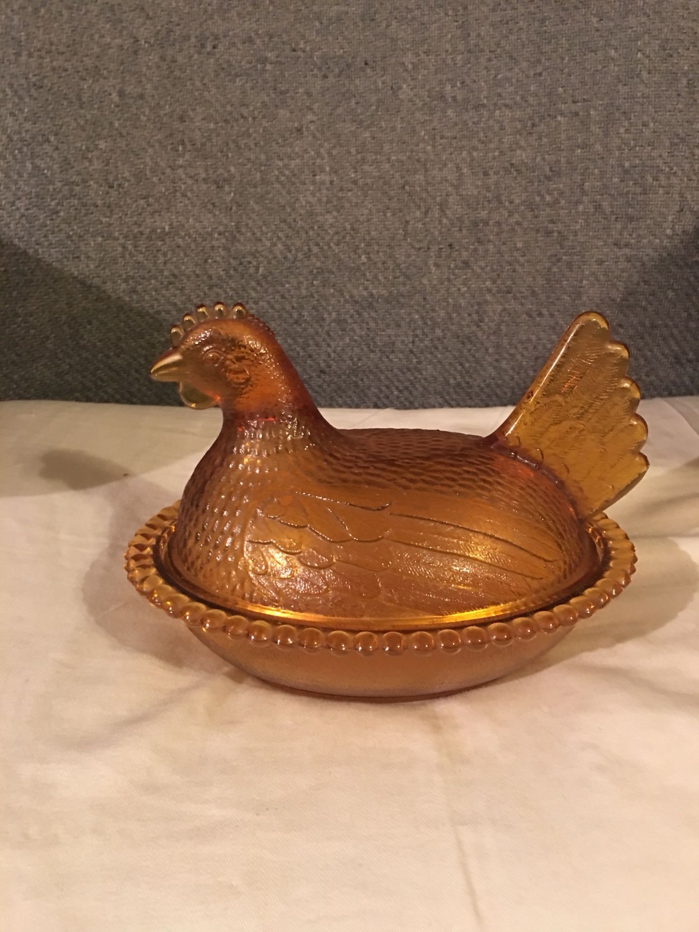 Vintage nesting hen covered bowl