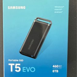 SAMSUNG T5 EVO Portable SSD 8TB, USB 3.2 Gen 1 External Solid State Drive, Seq. Read Speeds Up to 46