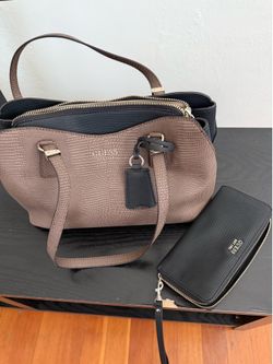 GUESS Tote Bag & Matching Wallet Set – Taupe/Black