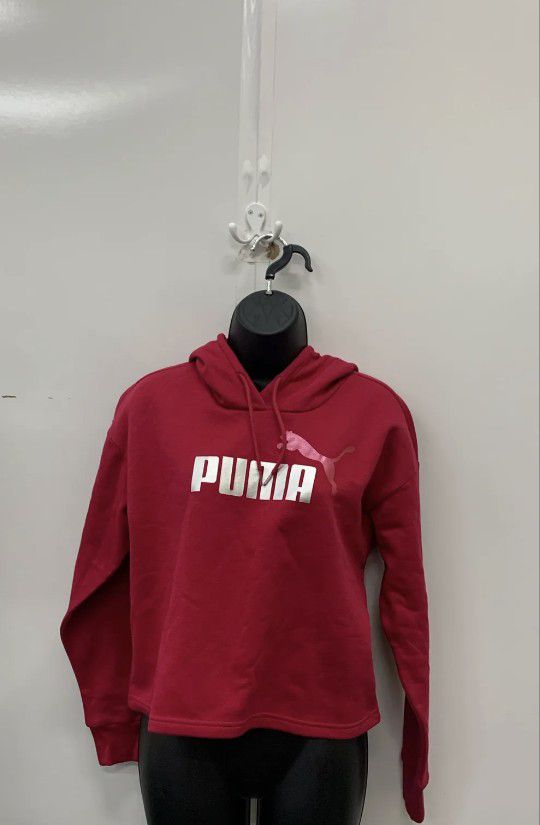 NWT Puma Women's Pink Cropped Metallic Hoodie Size XS MSRP $45