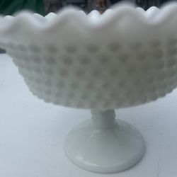 Antique Fenton Ruffle Edge   Fluted Edge  Compote 5 Inches Tall 7 Inches  Wide No Damages 