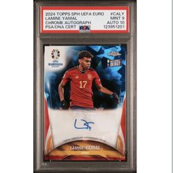 2024 Topps Chrome Sapphire UEFA EURO Lamine Yamal  Auto PSA 9