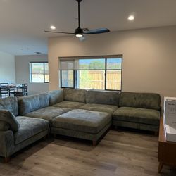 New 6 Piece Corduroy Sectional.  Sage Or Grey.  90x135x90.  Free Delivery!