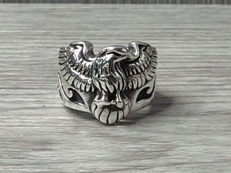 Sterling Silver Eagle Ring S925 16.8g Men's Statement Band (A1D030220)