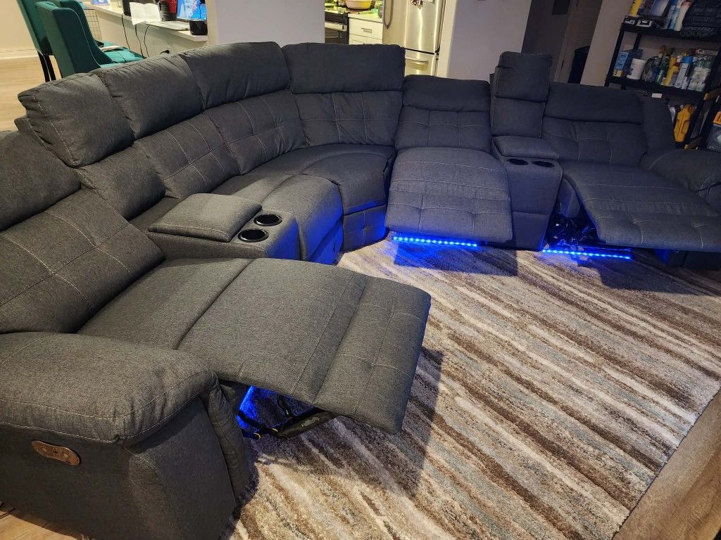 Sectional Sofa With 3 Power Recliners