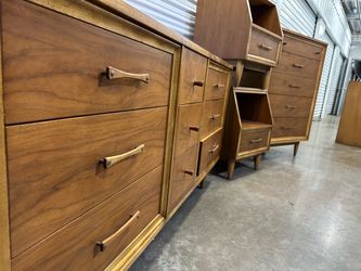 Mid-Century Modern Walnut Bedroom Dresser Set
