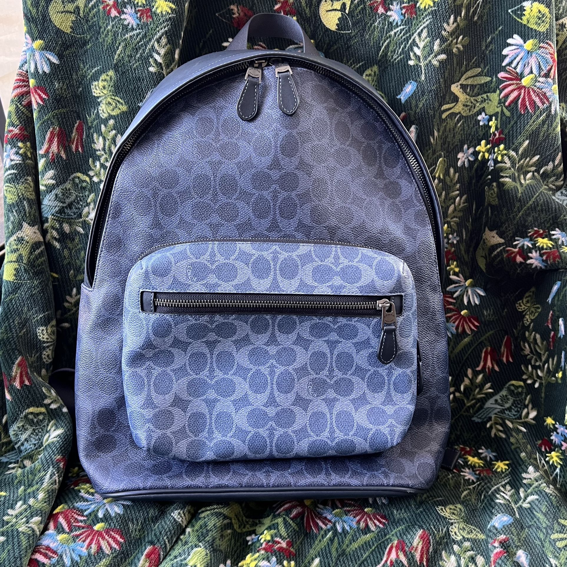 New Coach West Backpack Denim Blue + Receipt & Bag