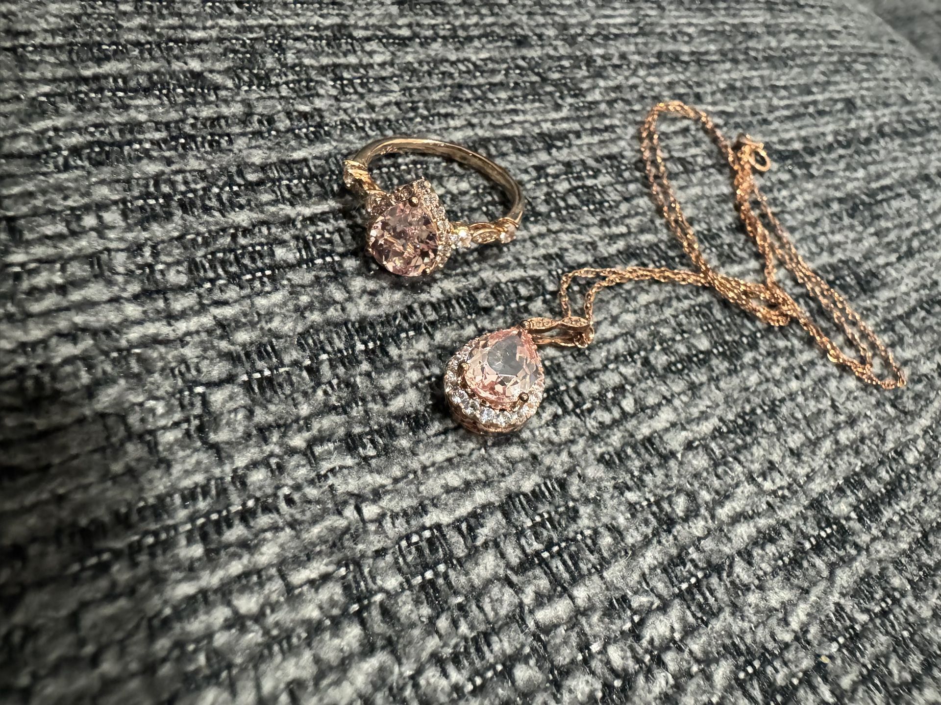 Lab Grown Sapphire Necklace And Ring Set