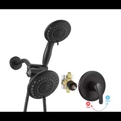 BWE Single-Handle 6-Spray Dual Shower Faucet Set Trim Kit 1.8 GPM w/Valve, Black