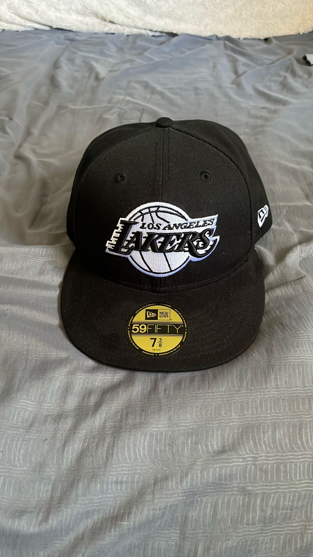 Fitted Black And White  LA Lakers Hat 