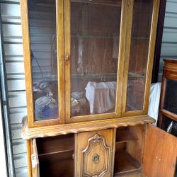 Vintage Century Signed China Cabinet Large Glass Shlvs