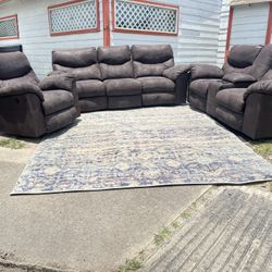 Recliner sofa, loveseat, and chair