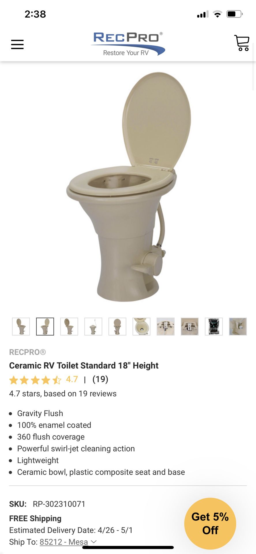 RV Toilet Brand New 