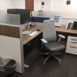 Low Profile Cubicles 53"high, 7'Wx8'D With Height Adjustable Electric Desks