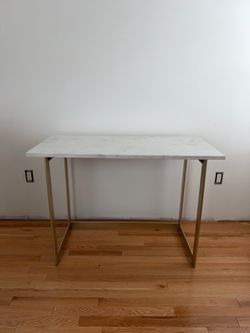 Faux Marble Top Desk with Gold Metal Legs